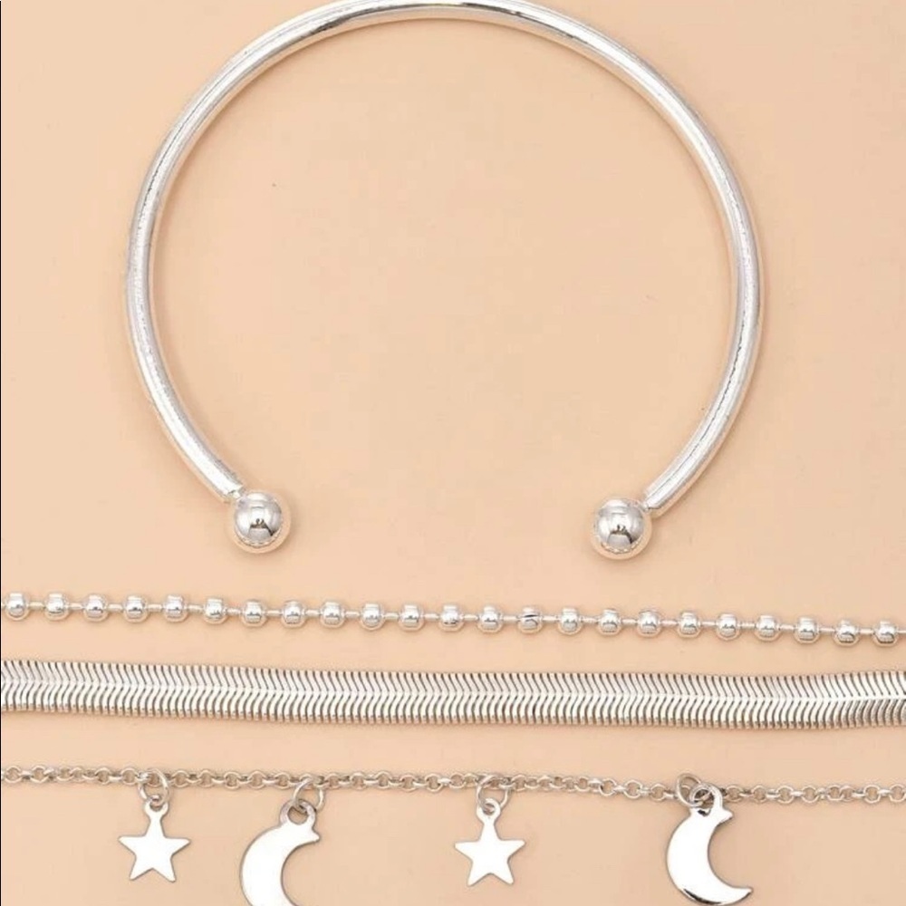 Silver Moon And Star Four Piece Bracelet Set - Picture 5 of 12